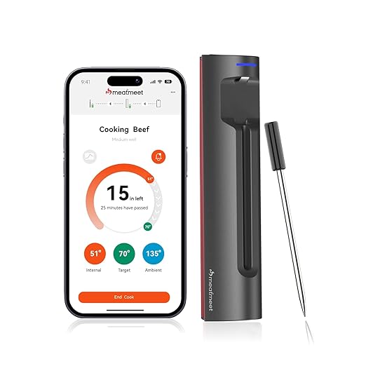 WiFi Meat Thermometer | Long-Range Wireless Probe for Oven, Grill, Air Fryer, BBQ | Smart APP | Dual Sensors | IP67 Waterproof
