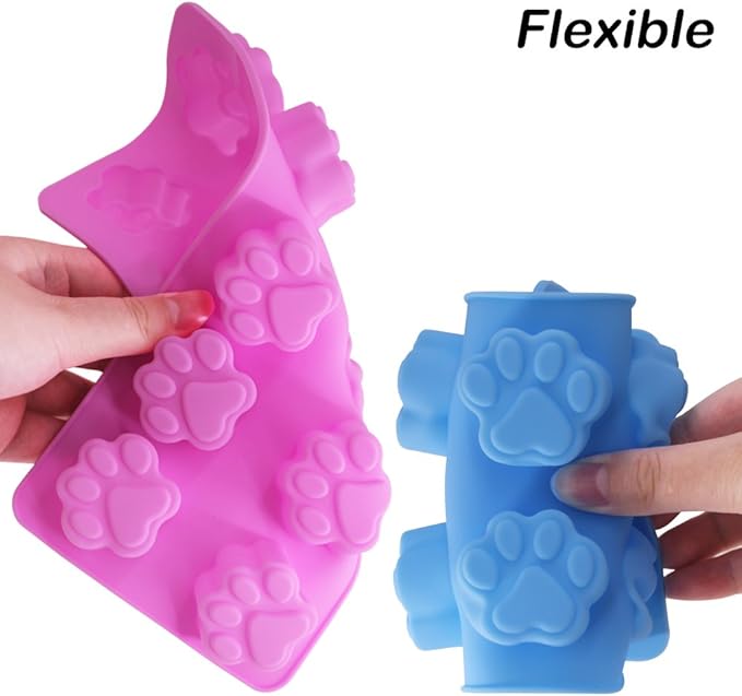 DaKuan 4-Pack Food Grade Silicone Paw Print Mold | Reusable Pet Ice Candy Chocolate Bakery Molds | Oven, Freezer & Dishwasher Safe
