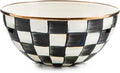 MACKENZIE-CHILDS Enamel Everyday Bowl, Serving Bowl for Entertaining, Small, Black-and-White Courtly Check, Set of 1