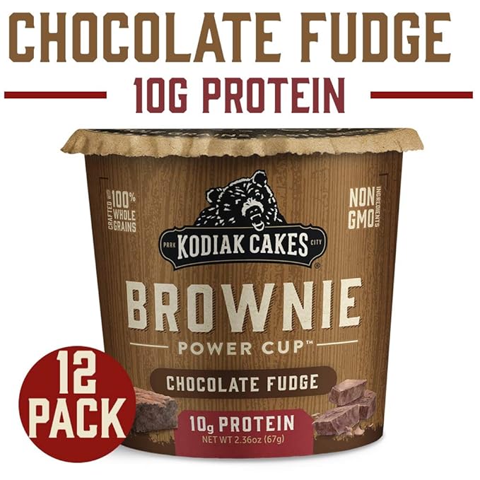Kodiak Cakes Chocolate Fudge Brownie in a Cup, 2.36 Ounce (Pack of 12) (Packaging May Vary)