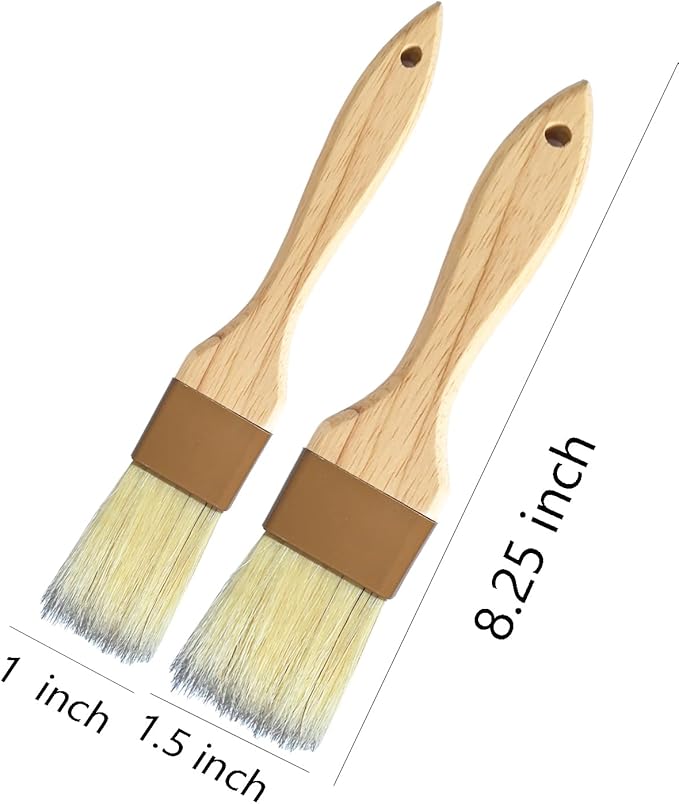 Pastry brush,Basting brush for Cooking,Natural Bristle BBQ Brush for Oil & Sauce,Wooden Handle Food Brush for Baking,Easy Clean Butter Brush,Durable Kitchen Culinary Utensil (1", 1 1/2 Inch,4 Pack)