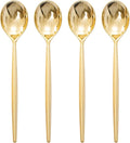I00000 90 Pcs Gold Plastic Spoons,Disposable Silverware, Gold Plastic Cutlery, Heavy Duty Disposable Spoons Perfect for Parties, Wedding & Dinners