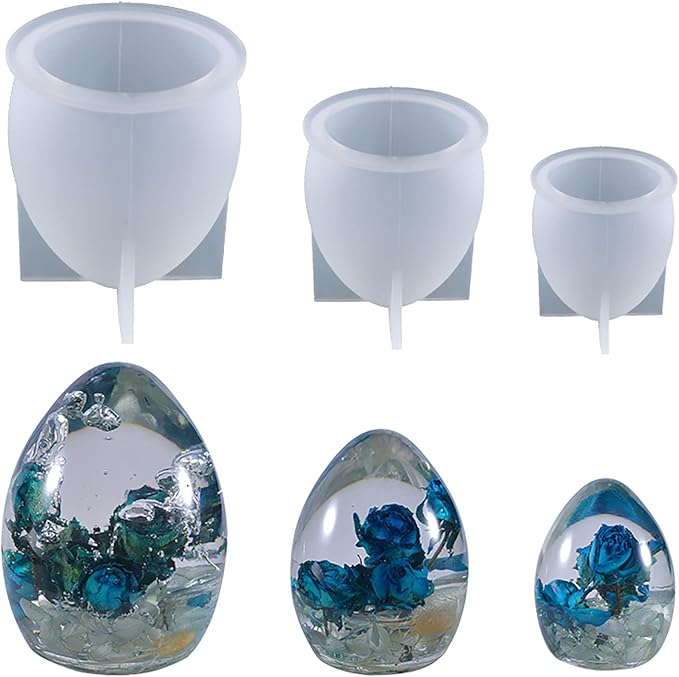 3 Pack Egg & Animal Shaped Resin & Silicone Molds - 3D Candle & Soap Mold Set for Table Decoration