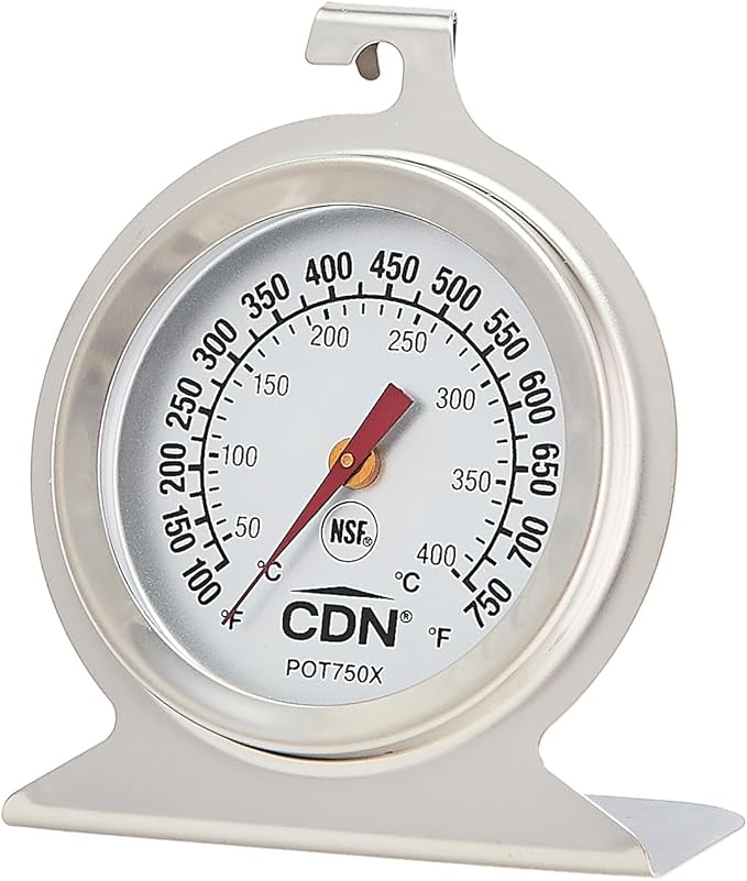CDN High Heat Oven Thermometer | ProAccurate® | NSF Certified | 100-750°F Range | For Broiling, Roasting, High-Temp Cooking | Lab Glass Lens | POT750X