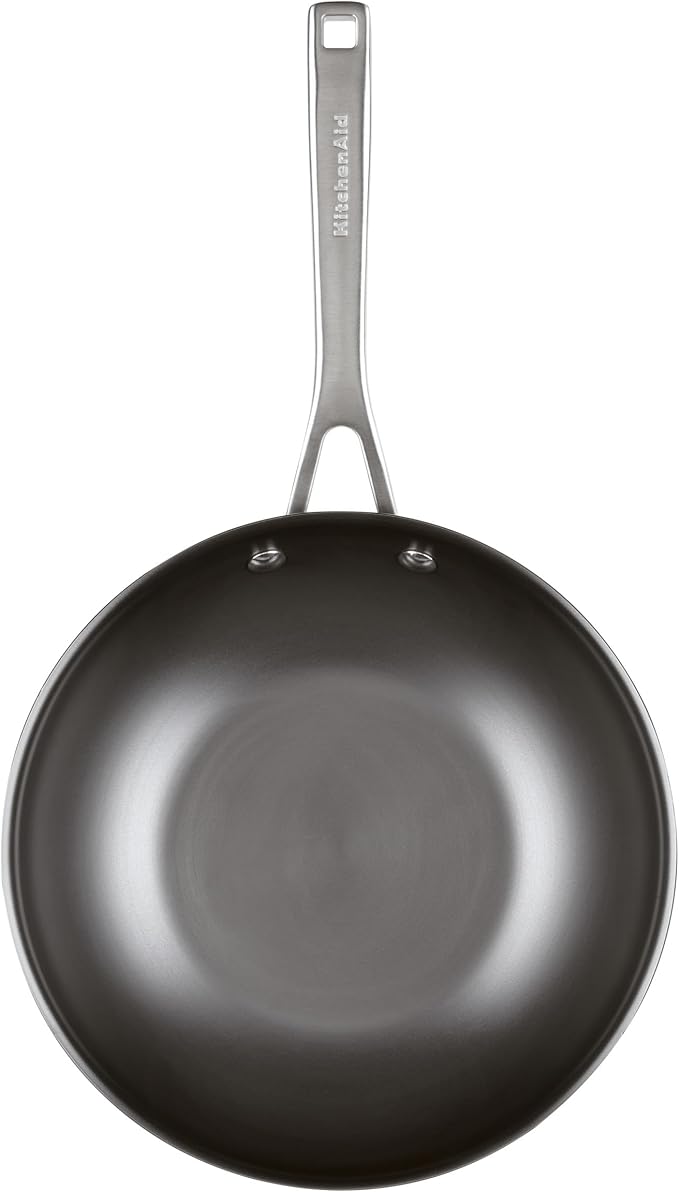 KitchenAid NITRO Carbon Steel Stir Fry Pan/Wok, Stainless Steel Handle, Compatible with All Cooktops, 10 Inch - Black