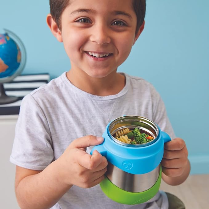 b.box Insulated Food Jar with Spork for Toddlers | Easy Open Container | Stainless Steel, 5hrs + of perfect temperatures | Dishwasher safe, BPA Free (Blue Slate, 11 oz)