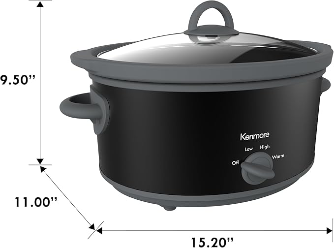 Kenmore 5 Quart Slow Cooker - Crock pot with Programmable Settings,Digital Controls, Large Capacity for Family Meals, Dishwasher-Safe Stoneware, Warm Rice & Sous Vide Stew