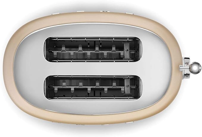 SMEG 2 Slice Toaster with 6 Presets and Defrost Function and Removable Crumb Tray TSF01CHMUS, Matte Champagne