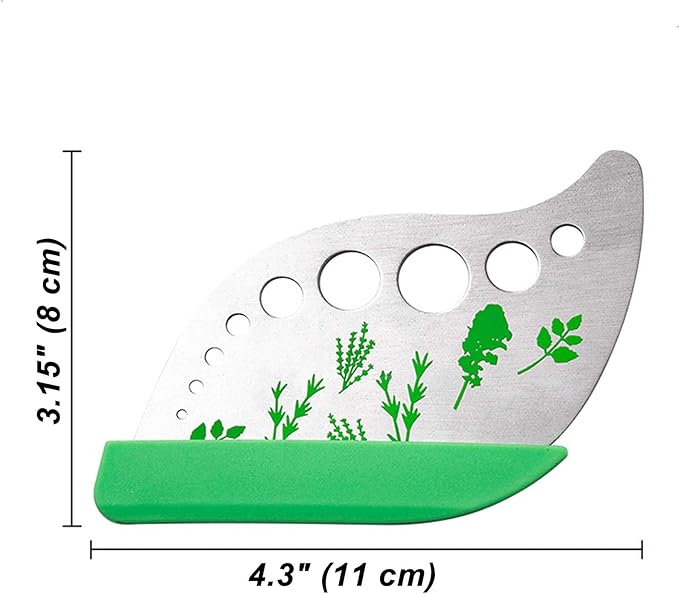 Herb Stripper Tool with 9 Sizing Holes Food-Grade Stainless Steel Leaf Remover for Cooking, Compact Kitchen Gadget with Blade & Safety Cover for collards parsley cilantro goji