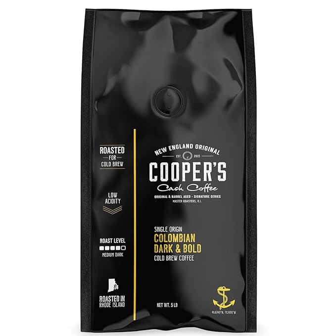 Cold Brew Coffee Colombian Reserve Single Origin Coarsely Ground Coffee - 5 lb. Bag - Dark Roast