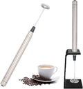 milk frother handheld Battery,Stainless steel housing frother for coffee，stirrers electric With bracket，frother for Matcha, Lattes, Cappuccino Black