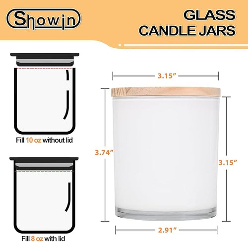 10 OZ Thick Candle Jars for Making Candles 15 Pcs, Empty Jars with Wood Lids for Candle Making, Sample Container, White