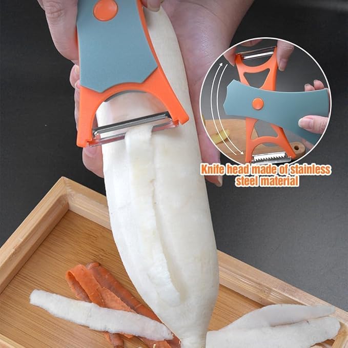 2 In 1 Fruit Peeler,Peeling and shredding Vegetables Potato Vegetable Peeler Carbon Steel Blade,Multi Function Stainless Steel Vegetable Peeler with Straight and Serrated Blades (A+B)