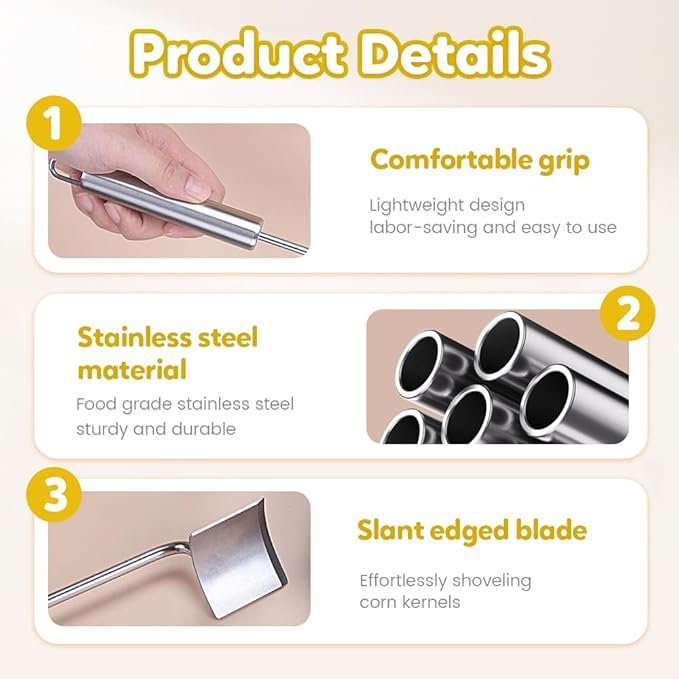 Easy Clean Corn Cob Peeler, 2025 New Corn On The Cob Stripper Tool with Long Handle, Stainless Steel Corn Cutter for Corn Cob With Corn Holder (Green-2 pcs)
