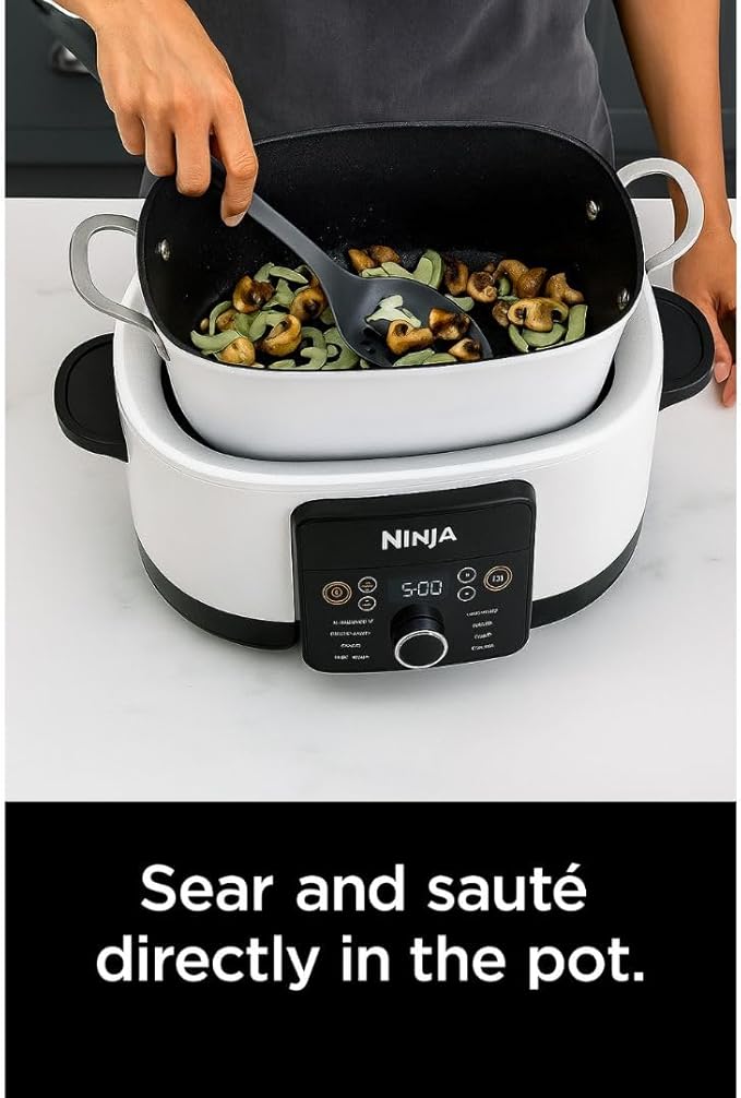 Ninja Foodi PossibleCooker PRO 14-in-1 8.5 Qt Multi-Cooker – Replaces 14 Tools, Nonstick Pot, Glass Lid & Integrated Spoon (White)