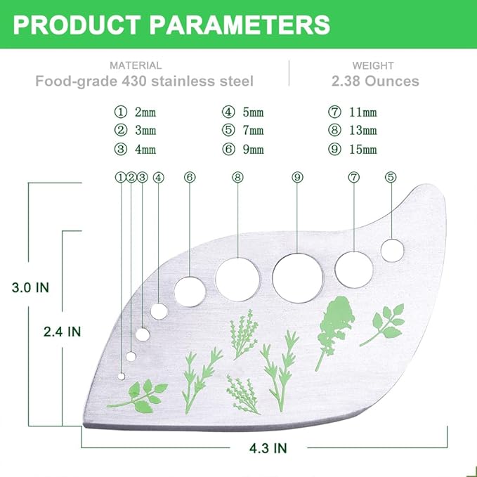 Herb Stripper Tool Leaf Stripper 9 Holes Herb Zip Tool Herb Chopper 2 in 1 Kitchen Gadgets for Kale Thyme Rosemary Basil