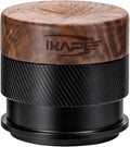 IKAPE 58MM Espresso Tamper, New Wooden Handle Design，Premium Barista Coffee Calibrated Tamper with Spring Loaded, 100% Stainless Steel Tamper Compatible with All 58MM Bottomless Portafilter