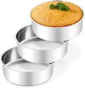 Leonyo 6 Inch Round Cake Pans Set of 3, Stainless Steel Round Layer Cake Baking Pans, Metal Baking Tins for Wedding Birthday, Even Heating, Non Toxic & Healthy, Heavy-Duty, Dishwasher