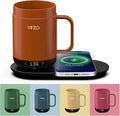 16Oz Temperature Control Smart Mug, Self Heating Coffee Mug LED Display, 180 Min Battery Life - Hot up to 149℉ Fast Wireless Charger Base Improved Design coffee serving sets mug(16oz, Orange)