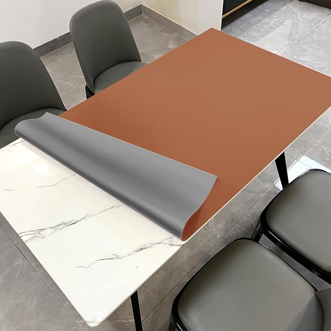 Table Pad Protector for Dining Room Table - Can Be Used On Both Sides Waterproof and Easy to Clean Good Flatness Used for Dining Table(Brown+Gray 54x72)