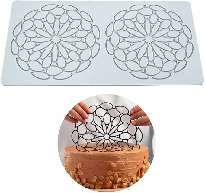 Silicone Molds 3D Hollow Leaf Chocolate Molds Honeycomb Bee Candy Mold Flower Pattern Fondant Mold Cake Topper Sugar Craft Decoration (J_Flower_10.4 * 5.28 * 0.12inch)