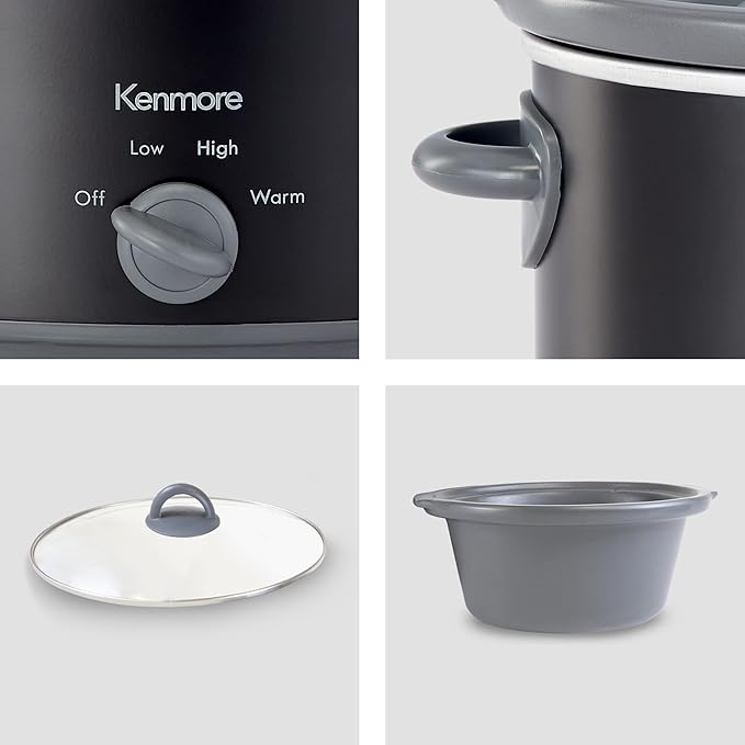 Kenmore 5 Quart Slow Cooker - Crock pot with Programmable Settings,Digital Controls, Large Capacity for Family Meals, Dishwasher-Safe Stoneware, Warm Rice & Sous Vide Stew