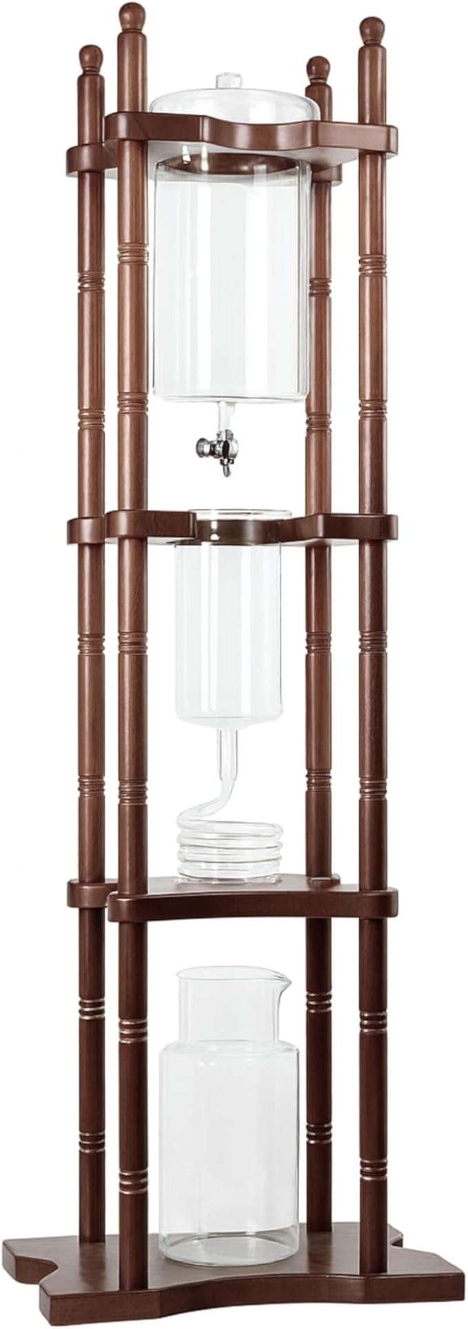 Nispira Cold Brew Drip Tower Iced Coffee Maker Glass Wooden Stand 25 Cups