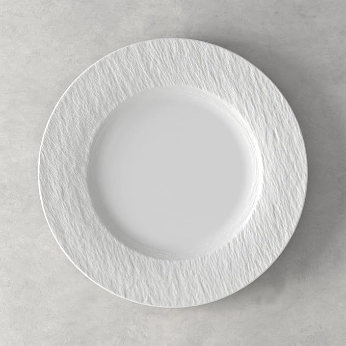 Villeroy & Boch Manufacture Rock Blanc 4-Piece Place Setting, Plates & Bowls, Premium Porcelain, Made in Germany, Matte White