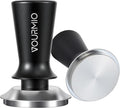51mm Espresso Tamper - Spring-Loaded Coffee Tamper with Flat Stainless Steel Base, Compatible with All 51mm Portafilter Basket, Professional Barista Accessories, Black