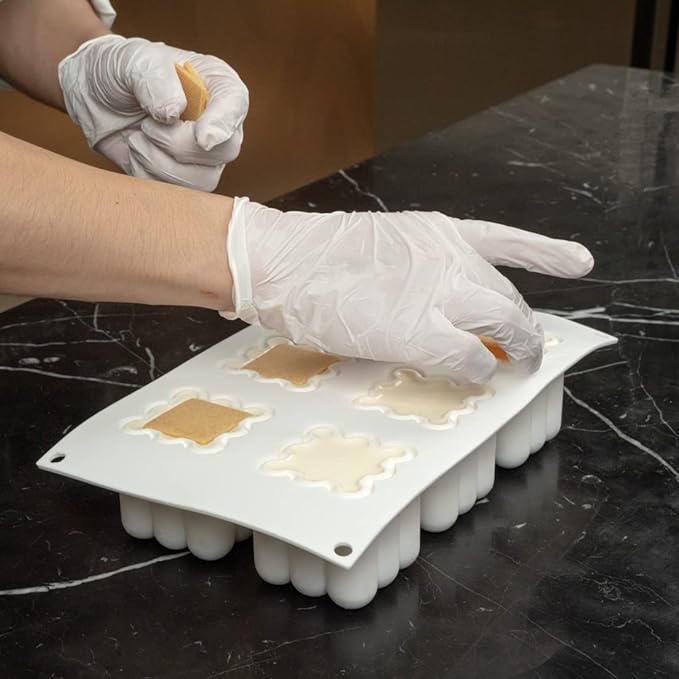 Restaurantware-6 Cavities Pastry & Baking Mold, 1 Oven-Ready 3D Mold - Flexible, Freezable, White Silicone Silicone Mold For Baking, Easy Release, For Chocolate, Cheesecake, Jelly, Or Mousse