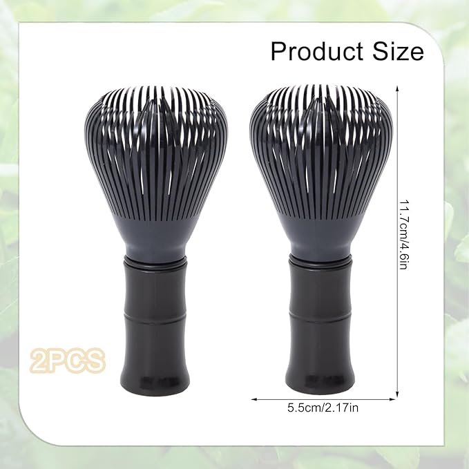 Resin Matcha Whisk Traditional Japanese Chasen Matcha Tea Whisk Gifts for Tea Lovers Reusable Plastic Matcha Whisk for Authentic Tea Preparation (Black+Black)