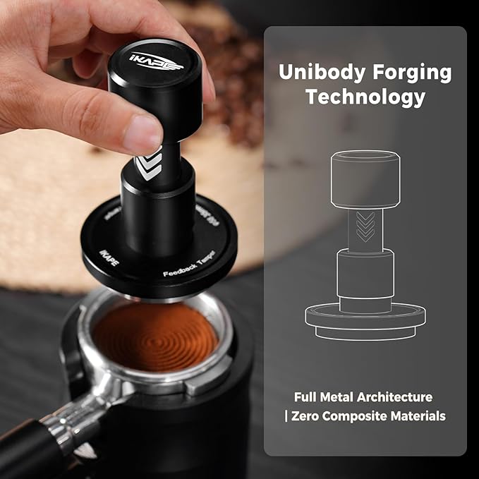 IKAPE 58.35MM V6 Impact Espresso Tamper with Sound Feedback, 15lb/30lb Interchangeable Springs, Espresso High Tamper with Triple-spring System, Fits Over 58mm portafilters