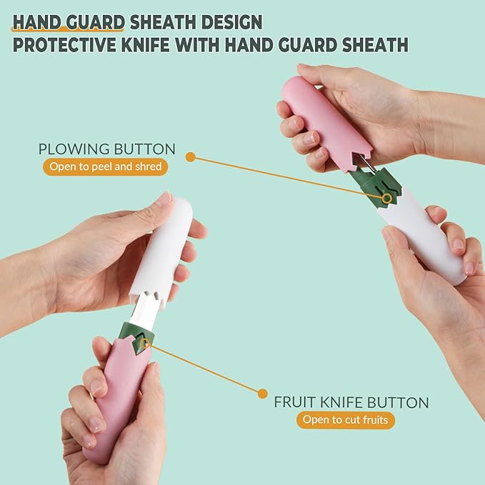 2 in 1 stainless steel Paring knife Peeler; fruit peeler; apple peeler; pear peeler, vegetable peeler, Kitchen Peeler (1, Pink White)