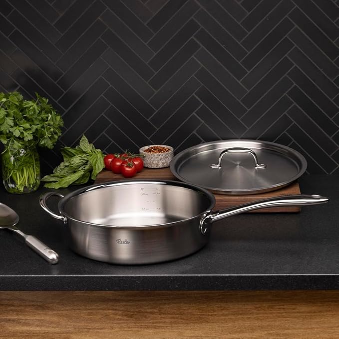 Fissler M5 Pro-Ply 5-ply Stainless Steel Sauté Pan with Metal Lid, 5 Quart
