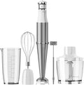 Immersion Blender Handheld Corded Hand Blenders Set 1100W, Trigger Variable Speed 5 in 1 Stick Emulsifier with Chopper, Whisk and Frother for Soup, Baby Food and Smoothies, White，Case