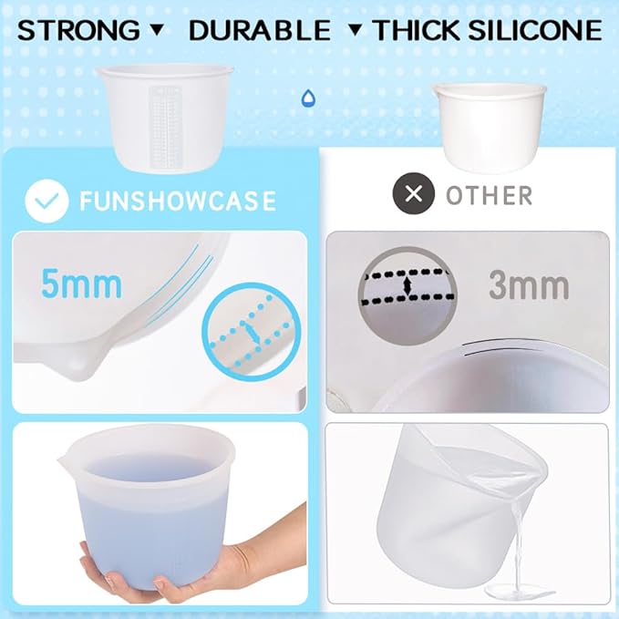 Extra Large Silicone Measuring Bowl Set for Epoxy Resin 2000ml/70fl.oz(9 Cups) & 1000ml/36fl.oz