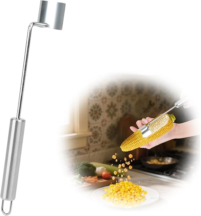 Stainless Steel Corn Peeler - Premium Corn Kernel Remover Tool for Corn on The Cob, Cob Corn Stripper, Heavy Duty Stainless Steel Handle, Kitchen Gadget for Home & Professional Use