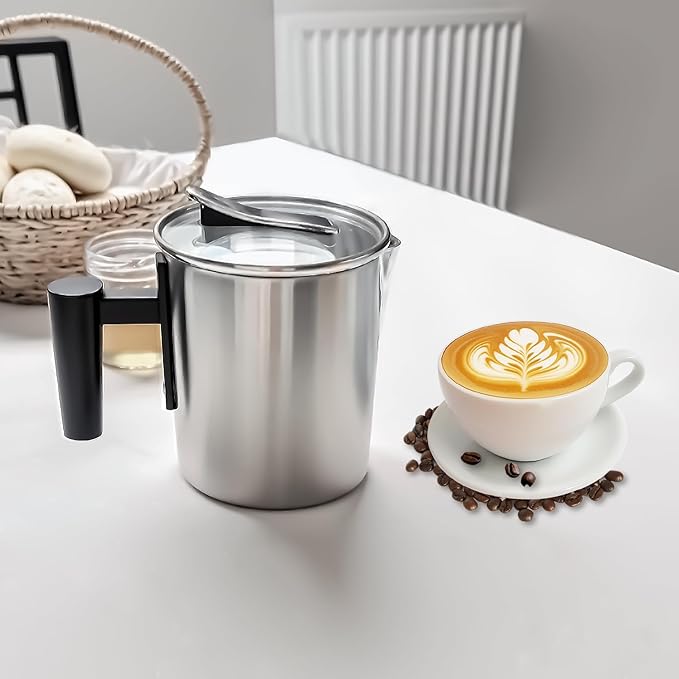 Electric Milk Frother and Steamer 4-in-1 with Stainless Steel Pitcher Cup(400ml/13.5oz), Auto Shut-Off, Hot & Cold Foam Maker and Milk Warmer for Coffee Cappuccinos, Dishwasher Safe