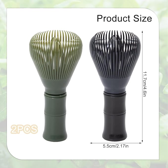 Resin Matcha Whisk Traditional Japanese Chasen Matcha Tea Whisk Gifts for Tea Lovers Reusable Plastic Matcha Whisk for Authentic Tea Preparation (Black+Green)