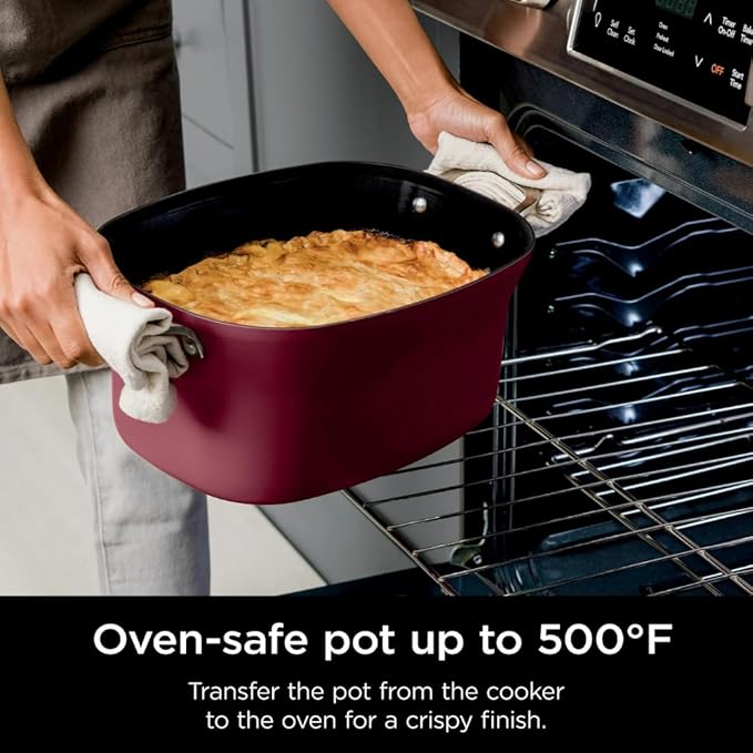 Slow Cooker, Ninja Foodi PRO Possible Cooker, 8.5-Qt, 6-in-1, Saut, Bake, Braise, Steam Functions, Triple Fusion Heat, Nonstick Oven Safe Pot, MC1000WM, Slow Cooker, Cherry Tarte