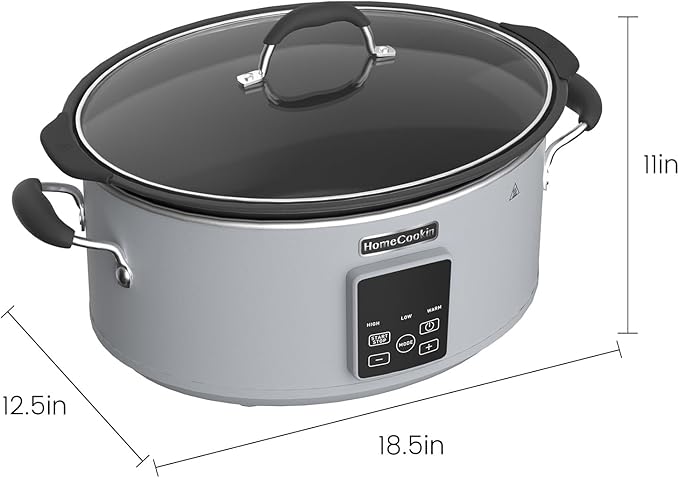 HOMECOOKIN Slow Cooker, Extra Large 10 Quart Digital Programmable Slow Cookers with Timer, Dishwasher Safe Glass Lid & Crock, Kitchen Appliance for Families and Gatherings, Grey