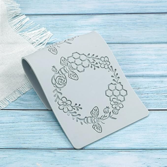 Silicone Molds 3D Hollow Leaf Chocolate Molds Honeycomb Bee Candy Mold Flower Pattern Fondant Mold Cake Topper Sugar Craft Decoration (L_Bee_10.4 * 4.6 * 0.12inch)