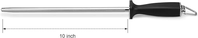 Superior Knife Sharpening Rod, 10 Inch Professional Diamond Brushed Sharpening Steel