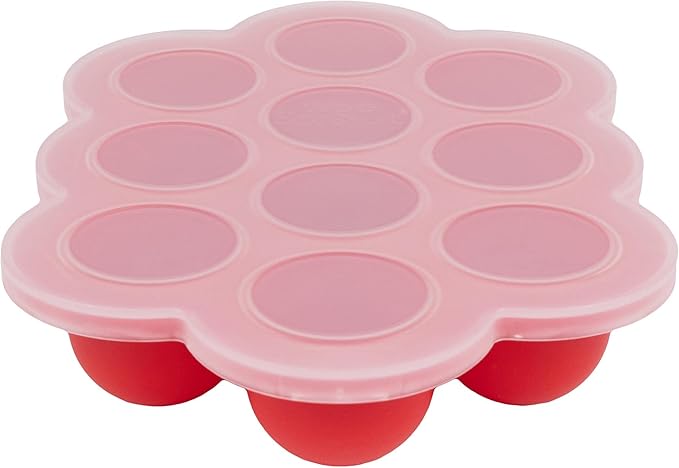 WeeSprout Silicone Baby Food Freezer Tray with Clip-on Lid - Perfect Storage Container for Homemade Baby Food, Vegetable & Fruit Purees, and Breast Milk (Bright Red, Ten 1.5 Ounce Sections)