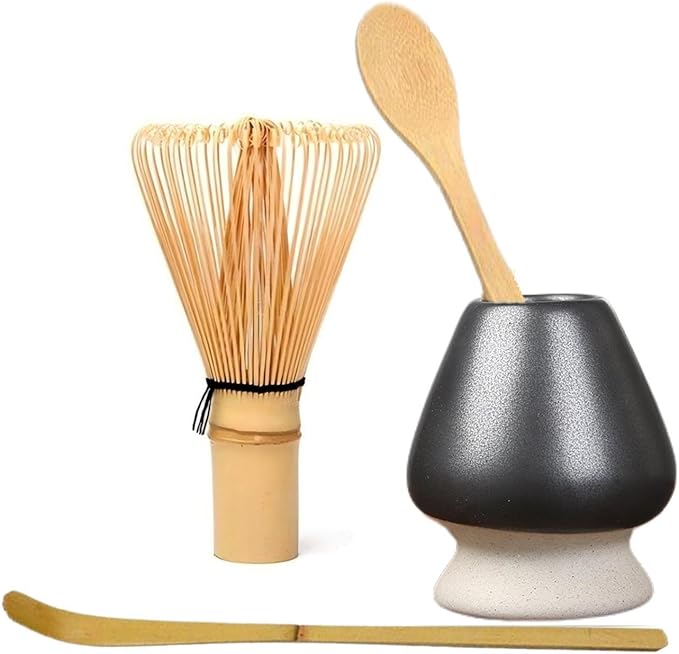 Matcha Whisk Holder Matcha Chasen Whisk Stand Ceramic Holder fit for Traditional Japanese Tea Ceremony Starter (Matte Black)