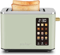 SEEDEEM Toaster 2 Slice, Touch Control Screen, Smart Stainless Toaster, 6 Shade Setting, 6 Bread Selection, Countdown, Removable Crumb Tray, 900W, Mint Green