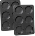 2 Pcs English Muffin Pans, 3.6 Inch Non-Stick 6 Cup Straight Side Cupcake Pan, Hamburger Bun Pan for Home/Kitchen Baking(Lid NOT Included)