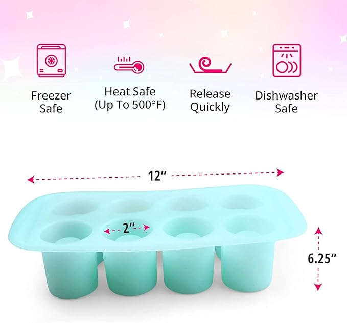 Silicone Shot Glass Mold 8-Cavity – Edible Candy Shot Mold for Chocolate, Ice, Jelly, Gummy, Juice Shots – Reusable Nonstick Silicone Molds for Baking, Parties, Gifts, Holidays, Bars