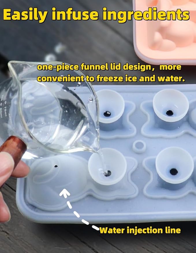 Cute 3D Cat Silicone Ice Cube Tray Mold Cartoon Animal Ice Box BPA-Free (Green)