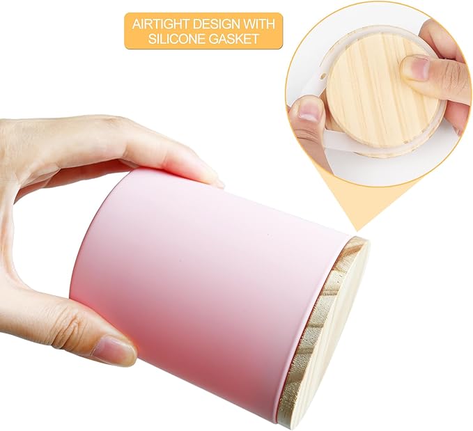 8 OZ Thick Candle Jars for Making Candles 15 Pcs, Empty Jars with Wood Lids for Candle Making, Sample Container, Matte Pink